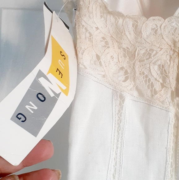 COPY💃BOHO WEDDING NWT Sue Wong White Lace Strappy Dress Crochet HEART Applique - Picture 9 of 17